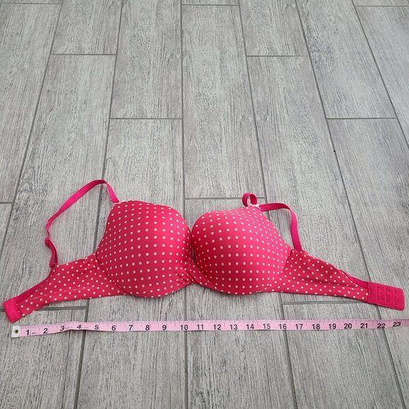 Victoria's Secret women's plunge bra pink with white polka dots size 34D - Picture 10 of 11